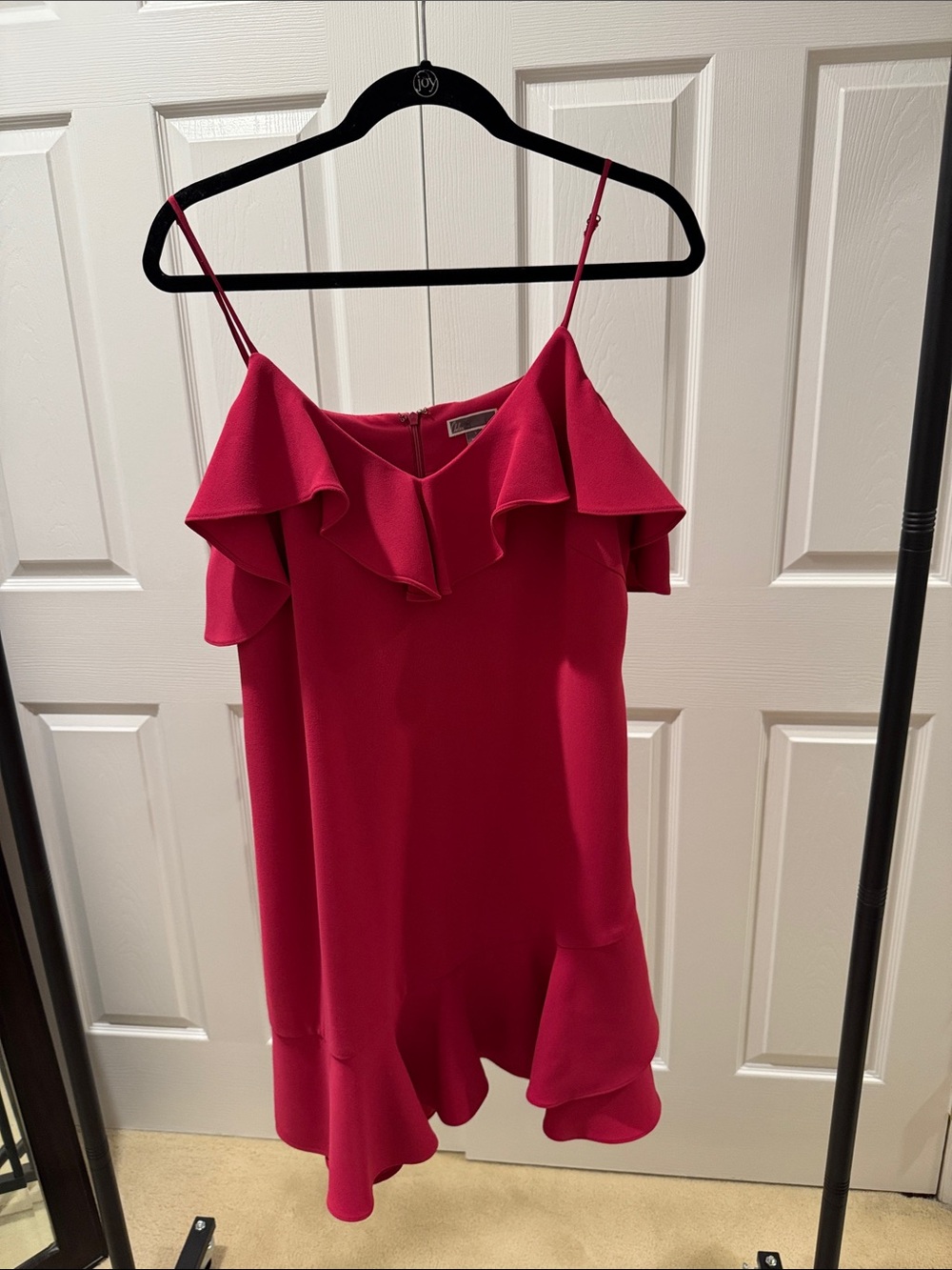 Chelsea28 Hot Pink Ruffle Spaghetti Strap Dress